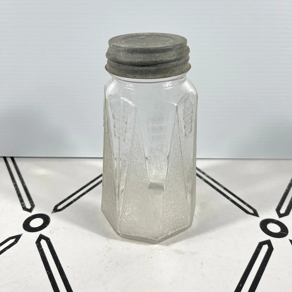 VTG 1932 Ball Octagon Mason Jar Art Deco Modernistic Glass Atlas‎ Zinc Lid 90045